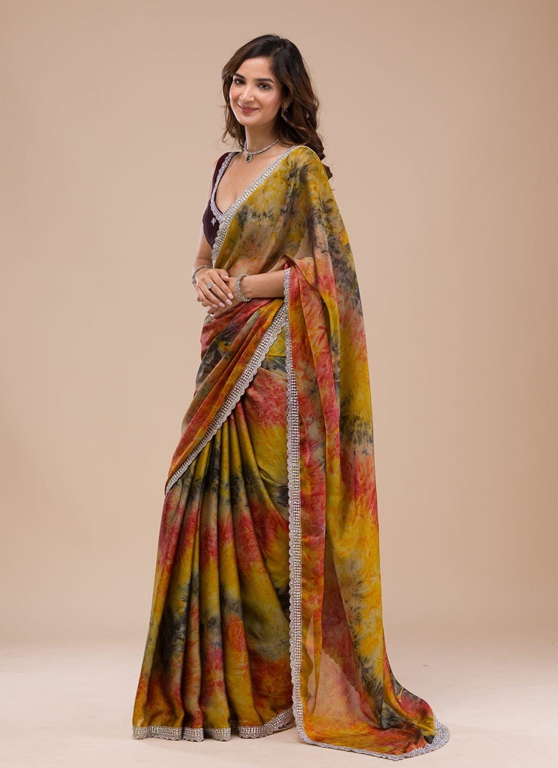 Designer Georgette Saree In Multi Color