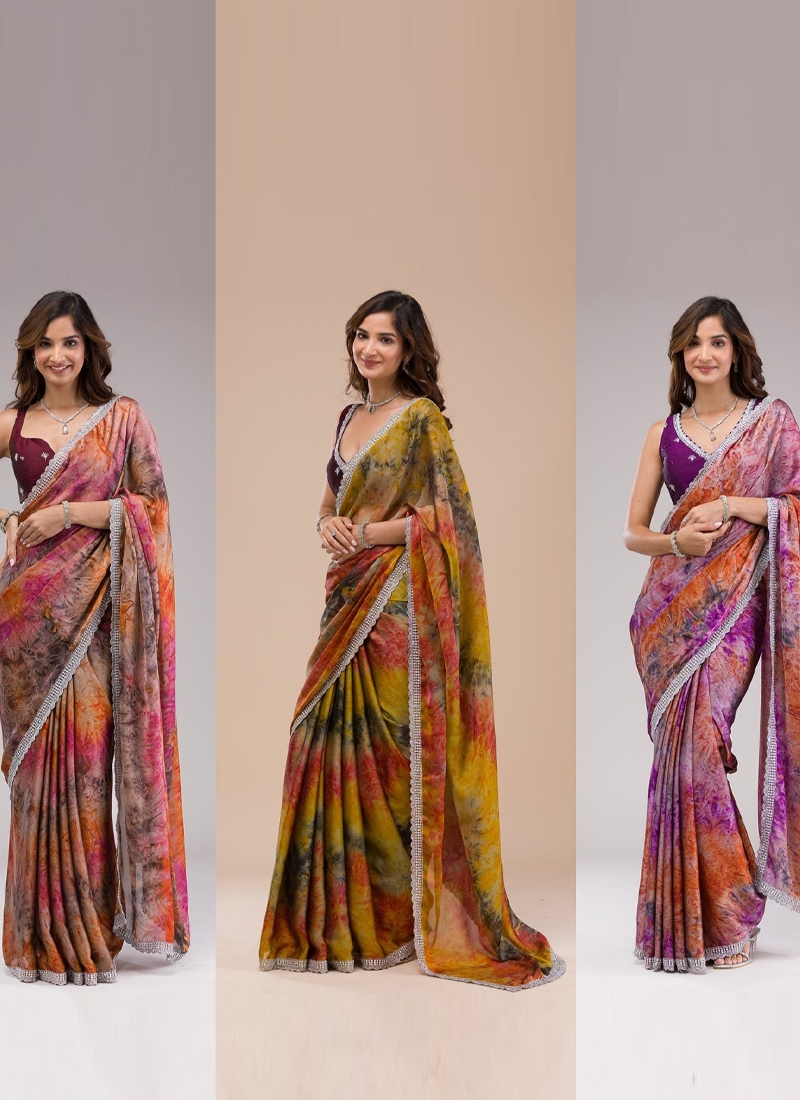 Designer Georgette Saree In Multi Color