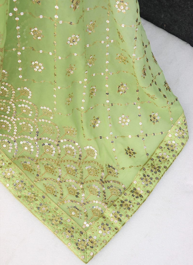 Soft georgette fancy saree in Green