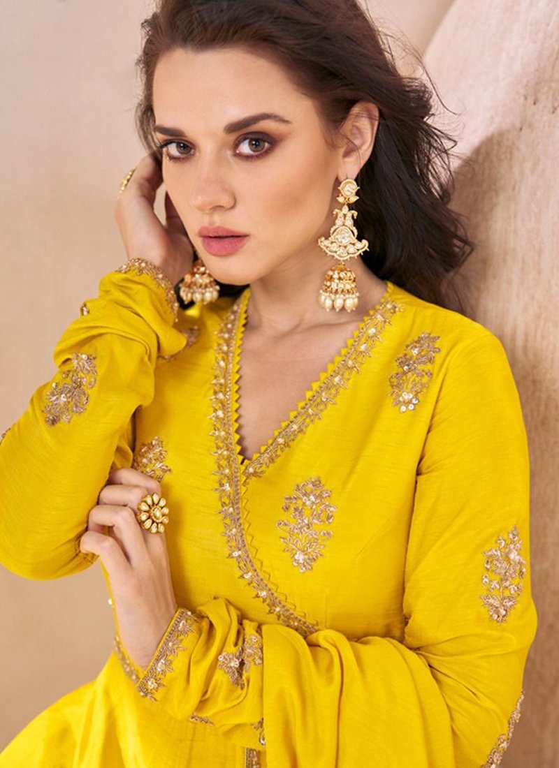 Premium Silk Gown in Yellow