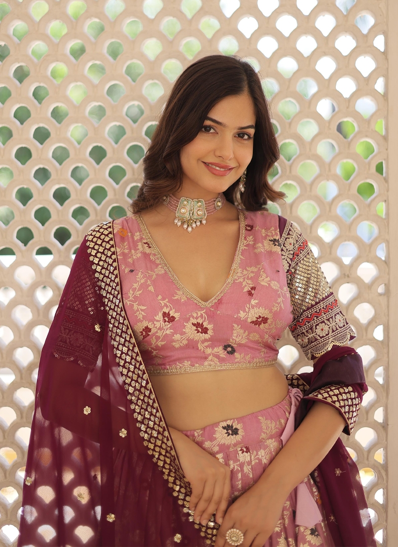 Designer lehenga choli with dupatta in Pink