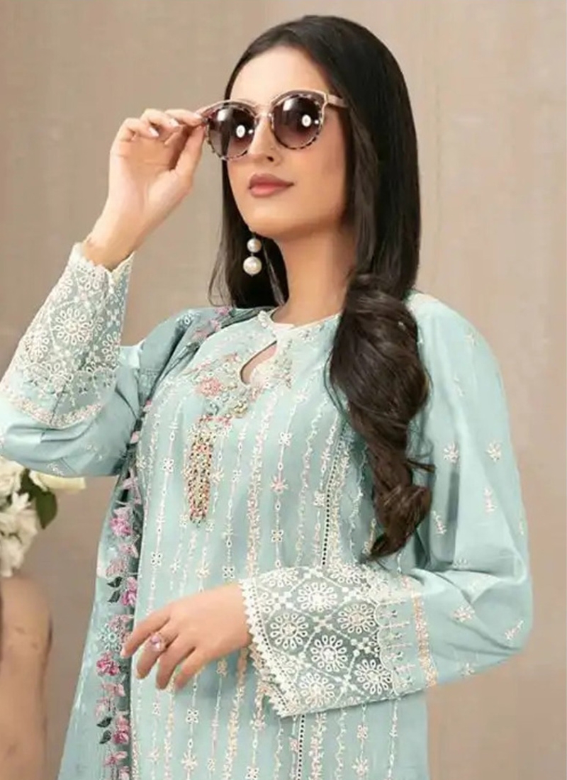 Exclusive georgette pakistani Suit collection in SKy blue