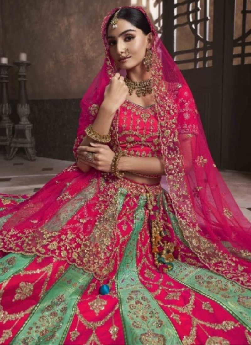 Designer lehenga with beautiful embroidered dupatta in pink