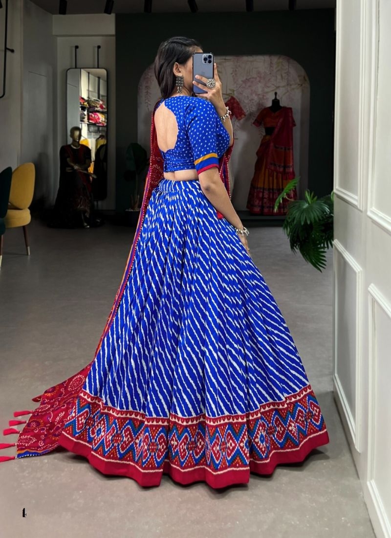 Navratri special lehenga with mirror work embroidery in blue