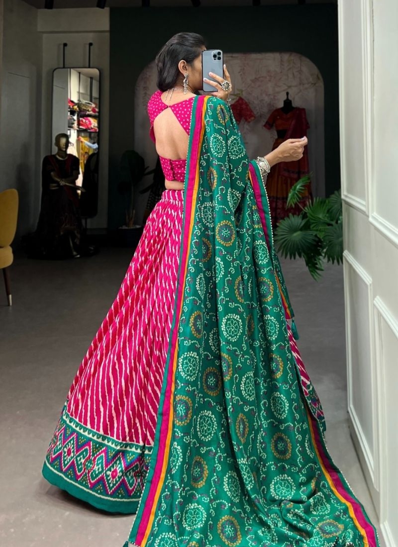 Navratri special lehenga with mirror work embroidery in pink