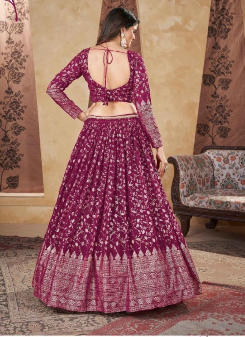 Designer georgette embroidered lehenga choli in maroon