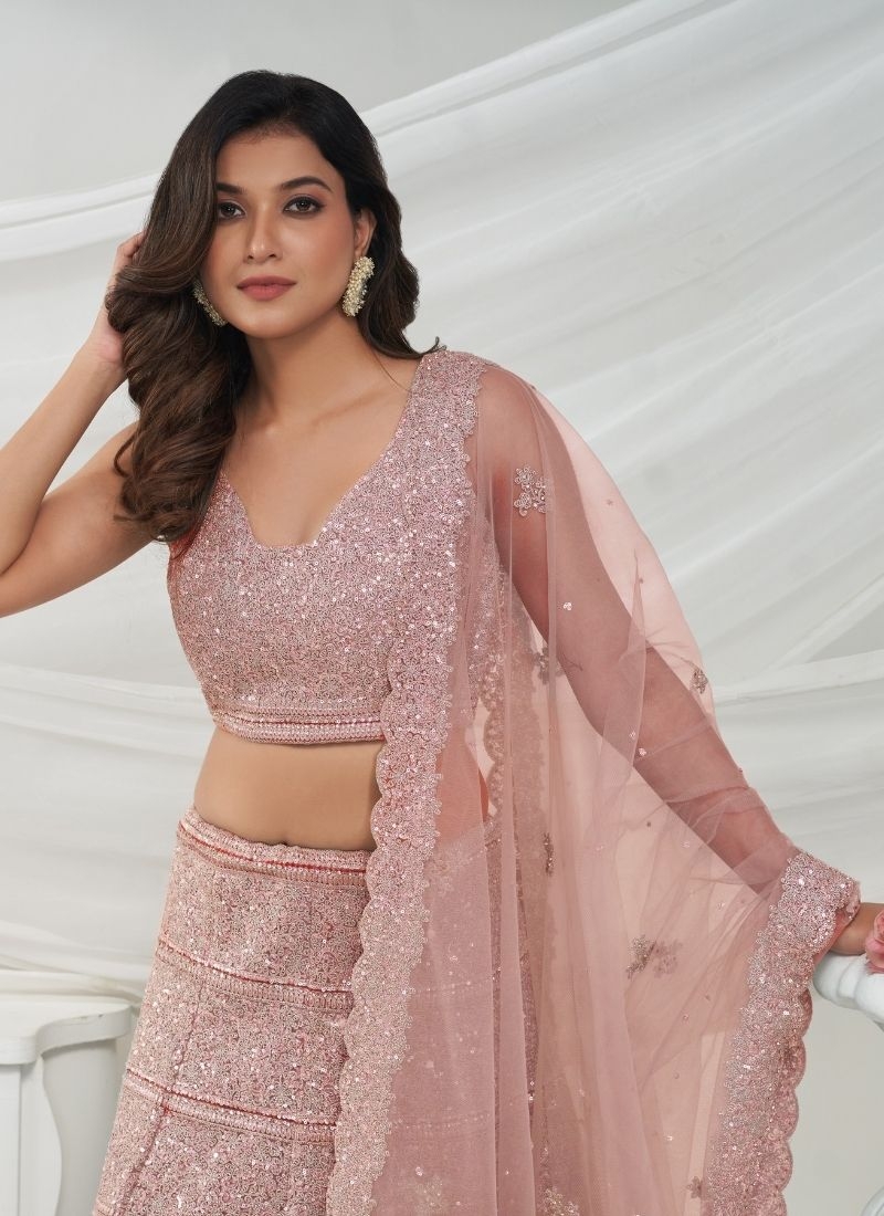 Graceful Lehenga embedded by Thread and Sequin Embellished Lehengas in pink