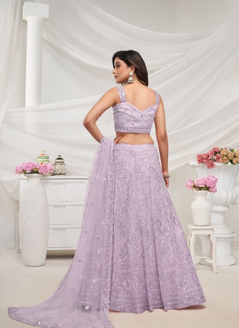 Pretty modern pattern sequins work girlish lehenga in purple