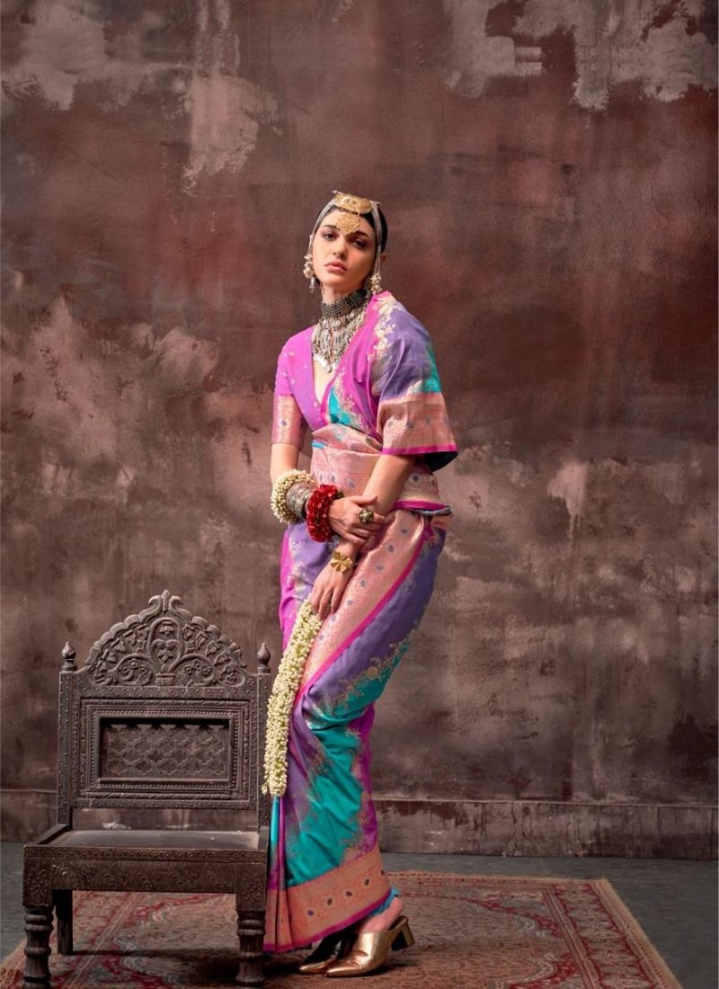 Amazing digital printing silk saree in purple