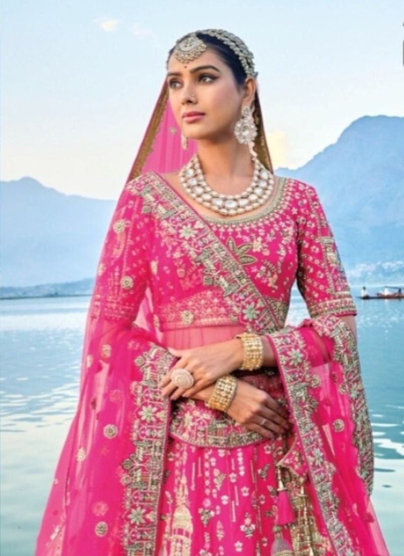 Elegant silk traditional lehenga choli in pink