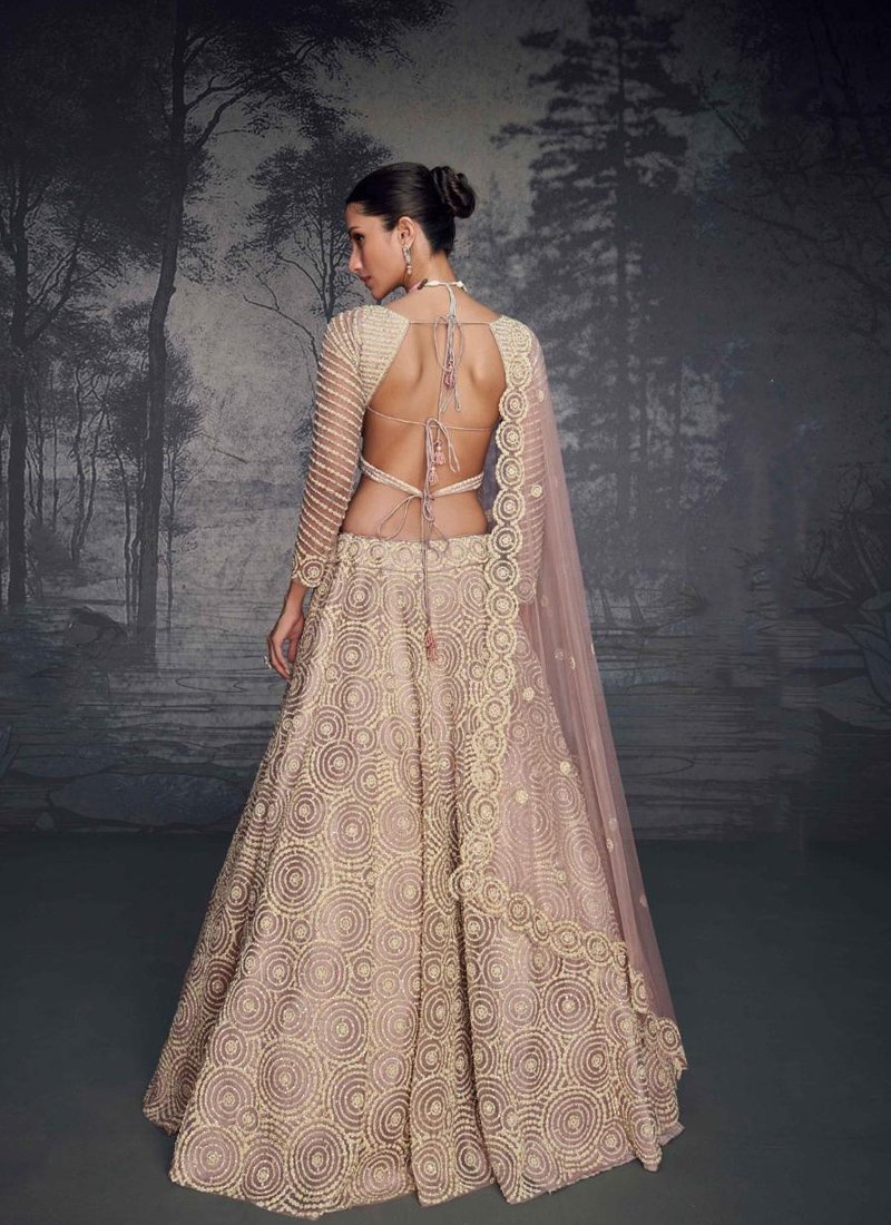 Beautiful georgette bridal embroidered lehenga in beige