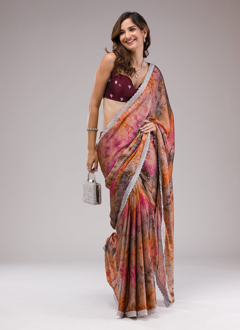 Designer Georgette Saree In Multi Color