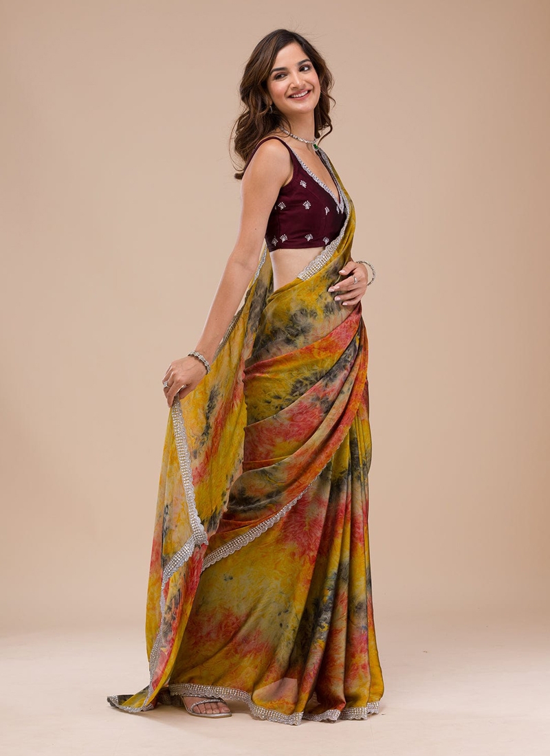 Designer Georgette Saree In Multi Color