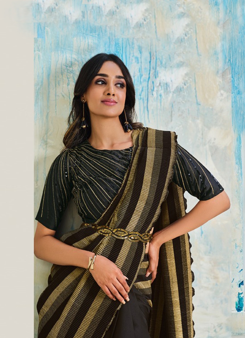 Designer Ready to Wear Saree in Black