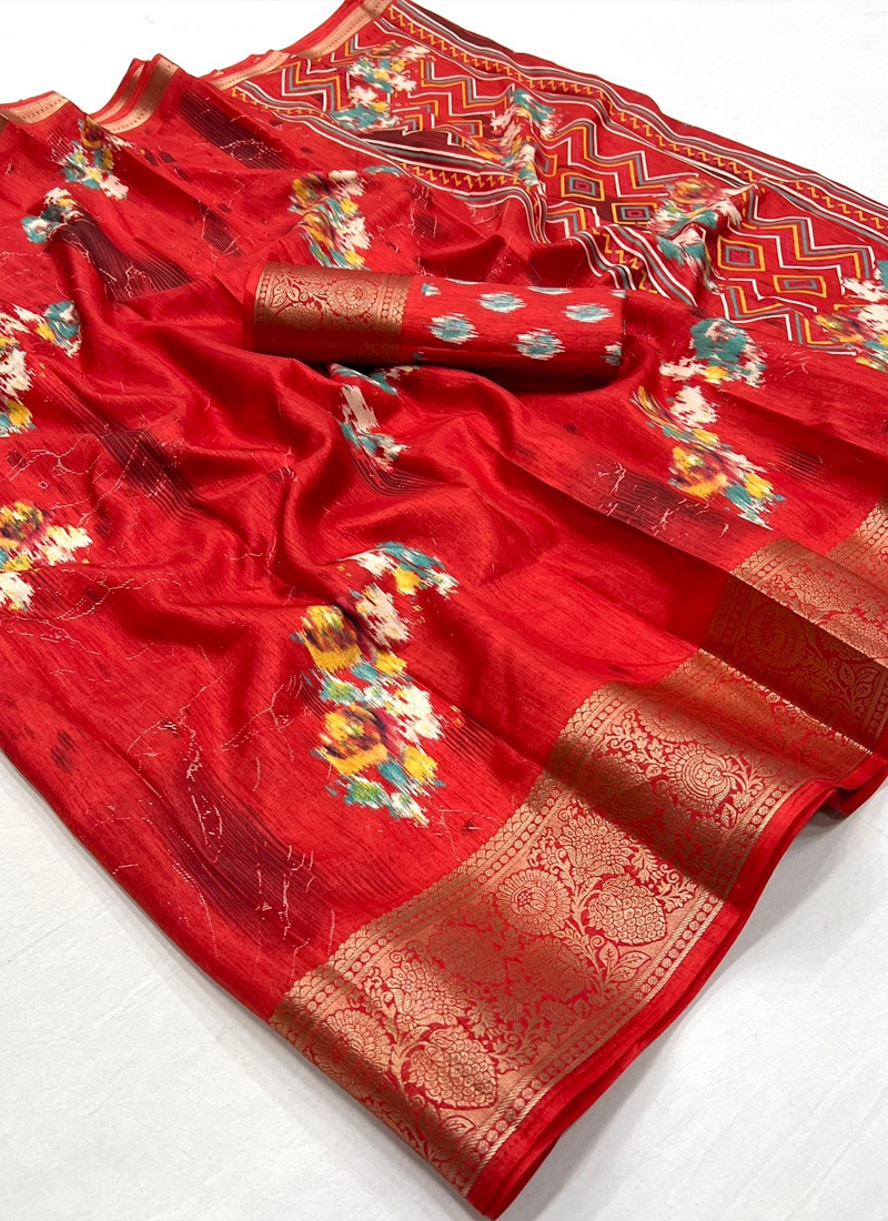 Soft Dola Silk Saree in Red