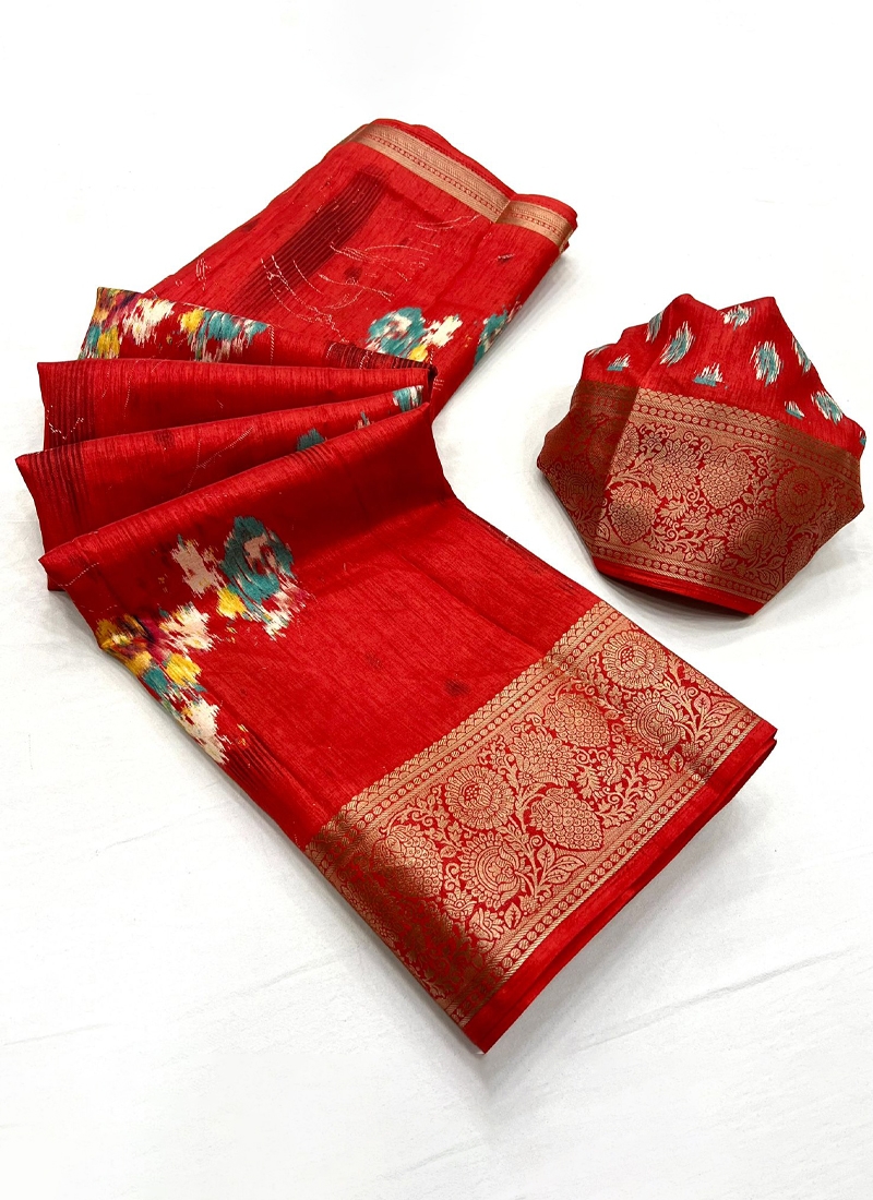 Soft Dola Silk Saree in Red