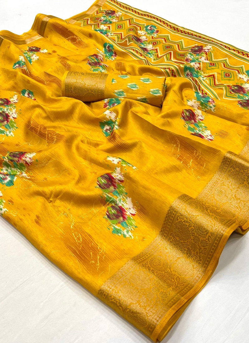 Soft Dola Silk Saree in Yellow