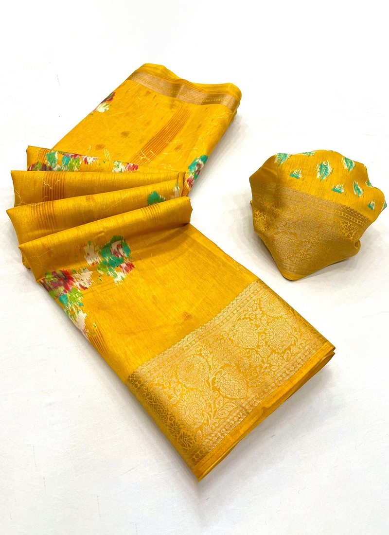 Soft Dola Silk Saree in Yellow