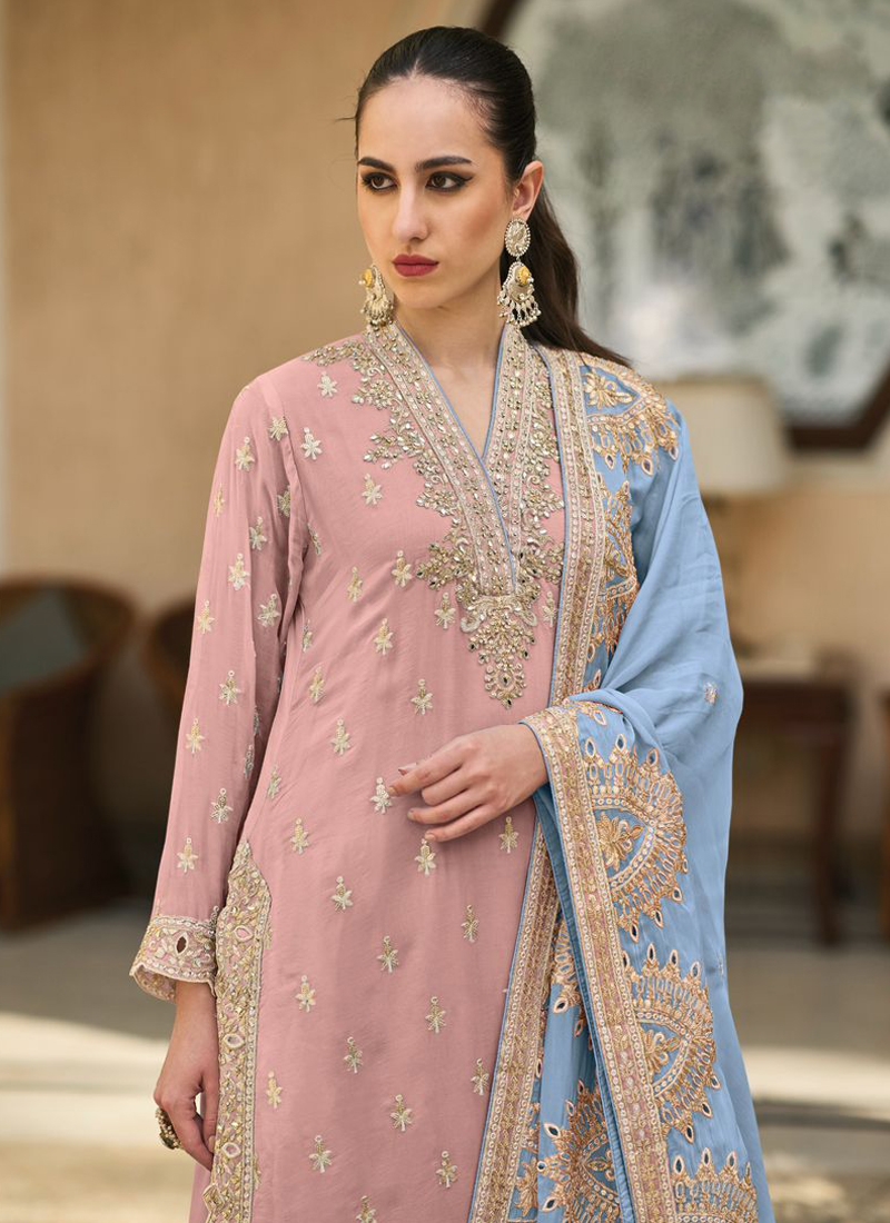 Indian Pakistani Palazzo Suit Set in Pink