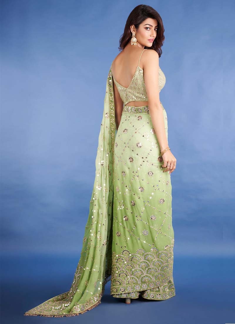 Soft georgette fancy saree in Green