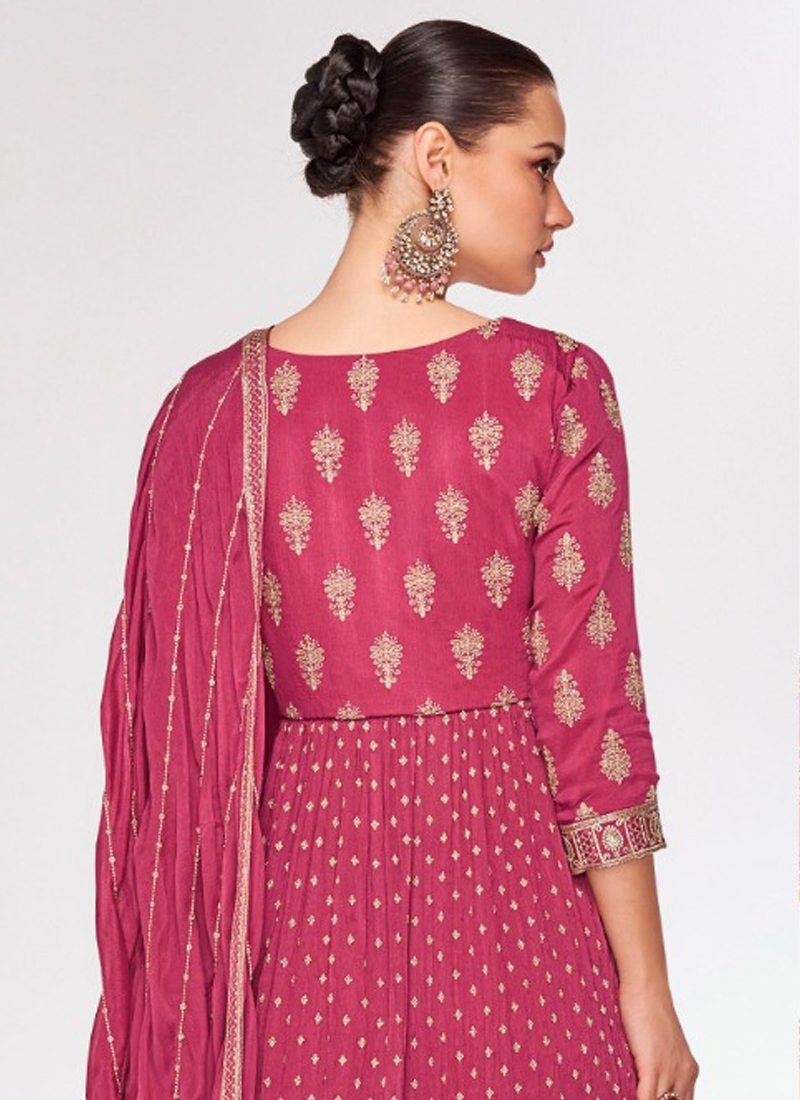 Long Georgette Kurta palazzo set in Pink