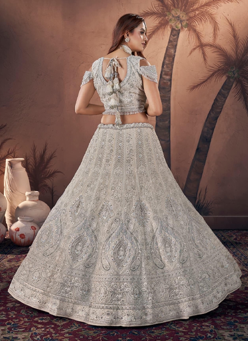 Handwork bridal georgette lehenga in Off White