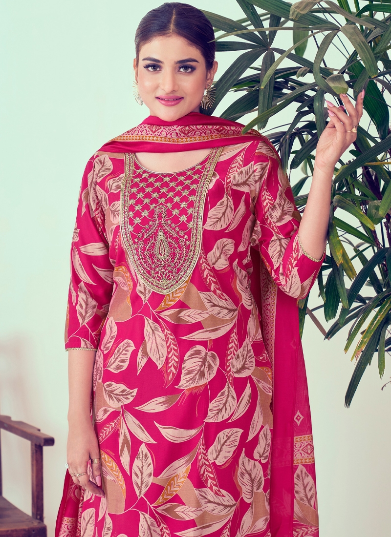 Fancy Modal Silk Readymade 3 Piece Design Suit in Pink