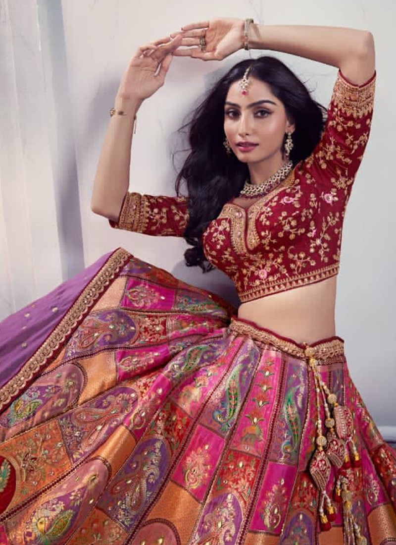 Beautiful silk work Bridal lehenga in Lavender