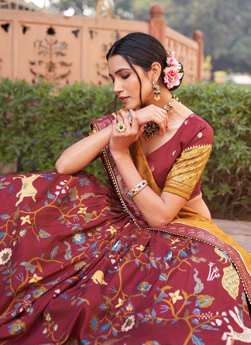 Embroidery wedding lehenga in Maroon