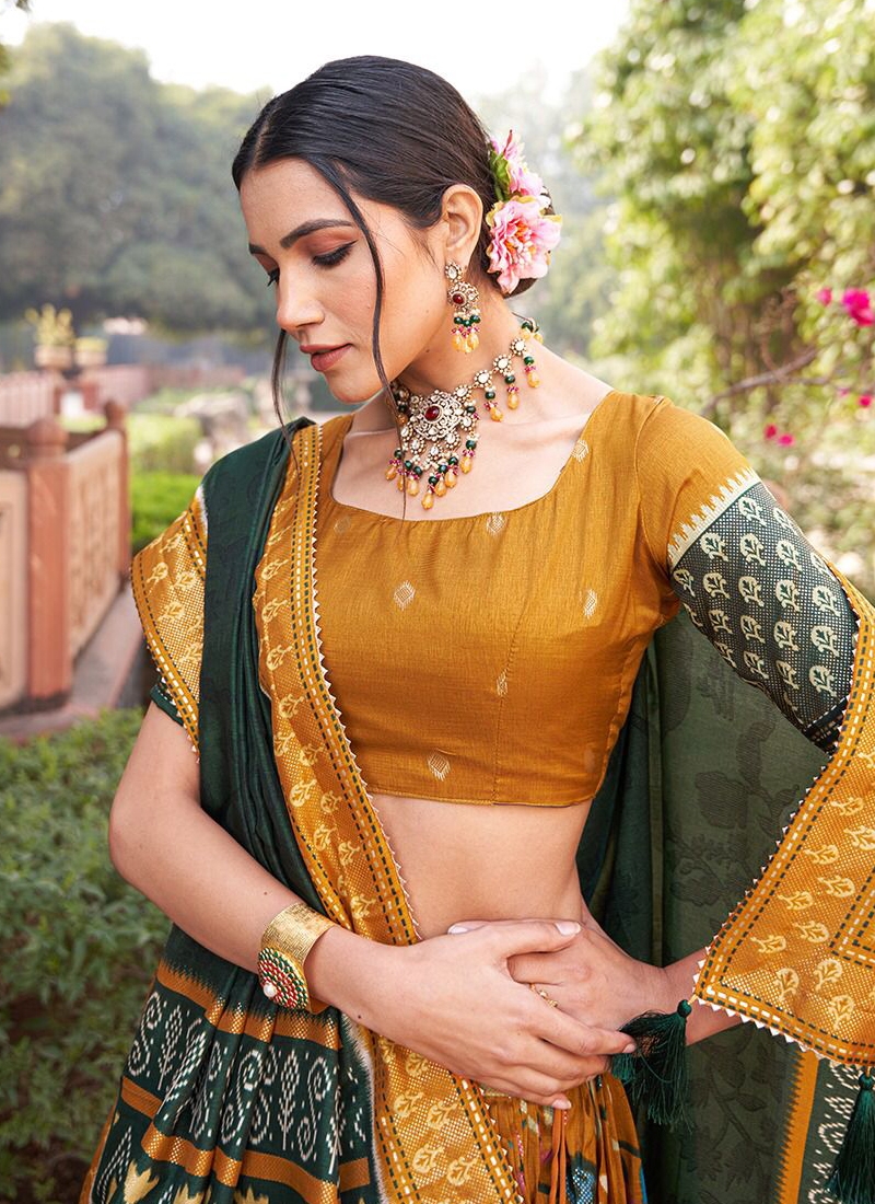 Embroidery wedding lehenga in Yellow