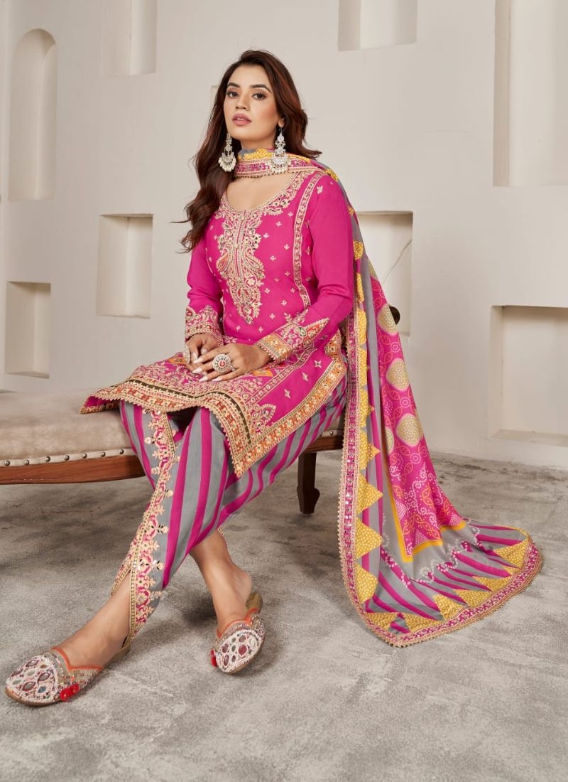 Exquistic punjabi style salwar kurta in pink