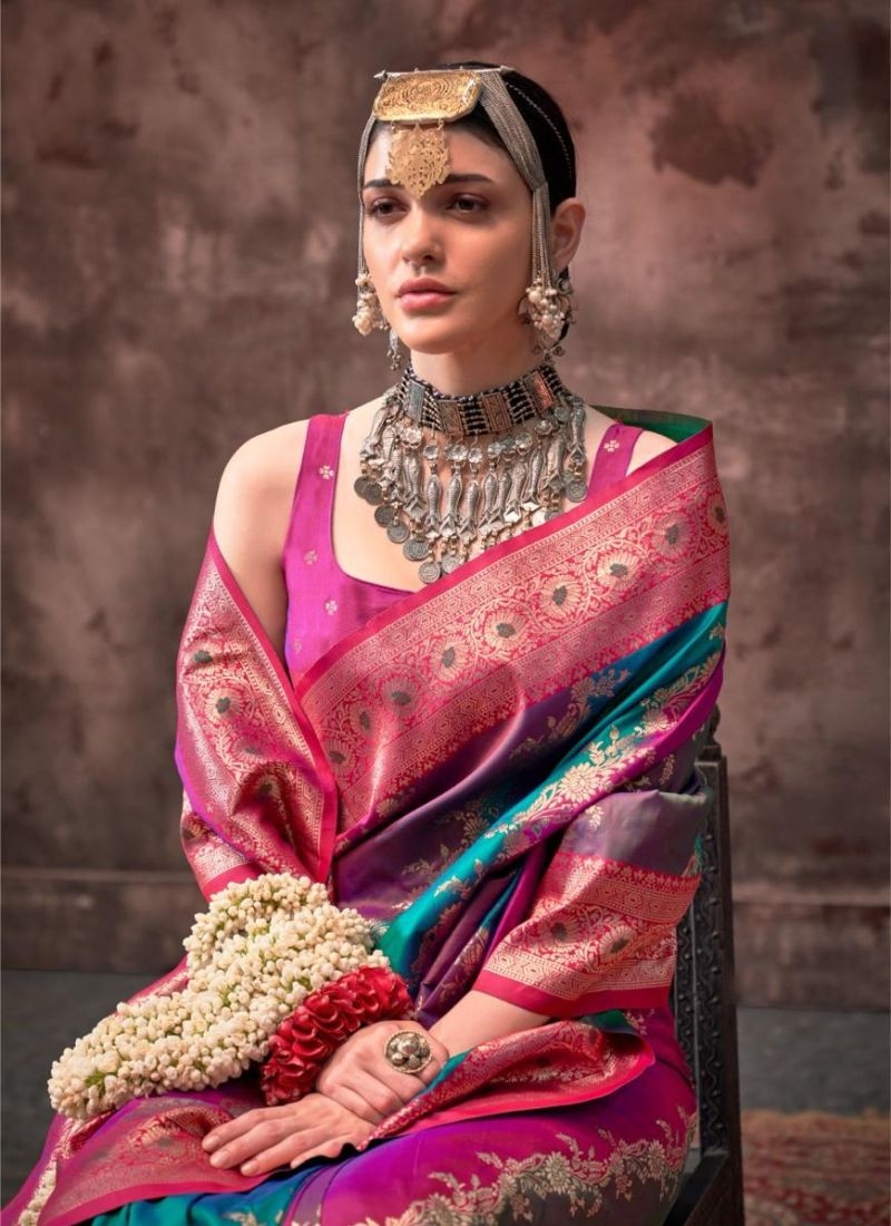 Amazing digital printing silk saree in pink