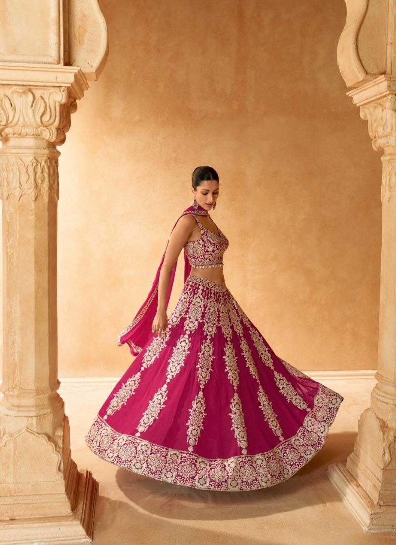 Premium exquisite embroidered georgette lehenga choli in pink