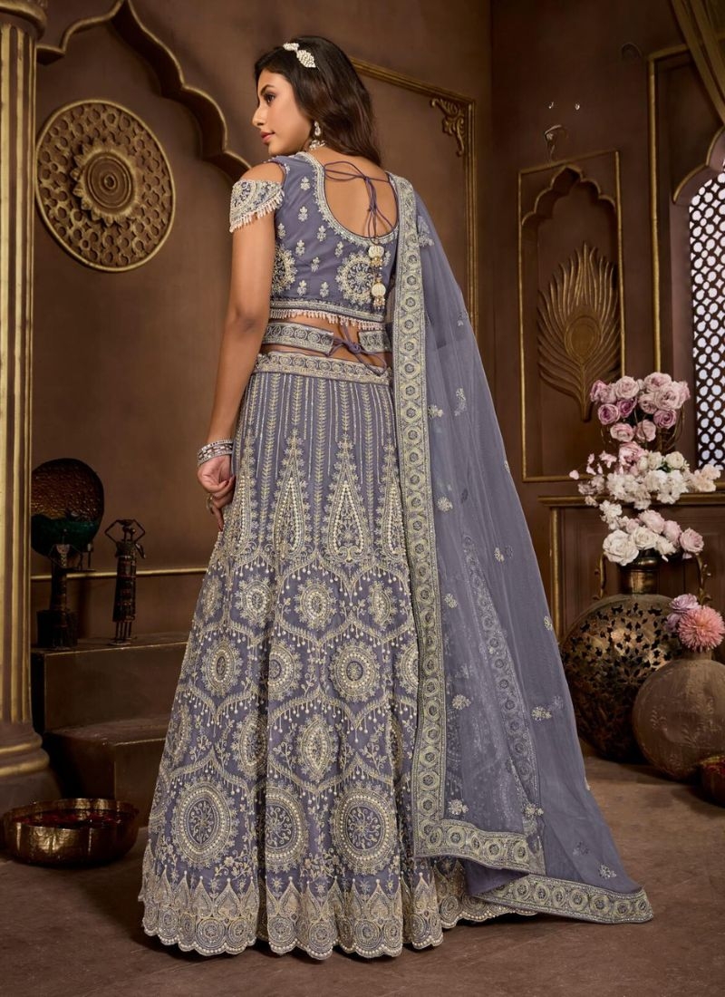 Exquisite designer georgette lehenga choli in purple