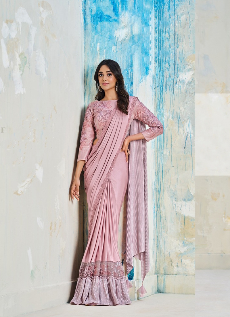 Designer Ready to Wear Saree in Pink