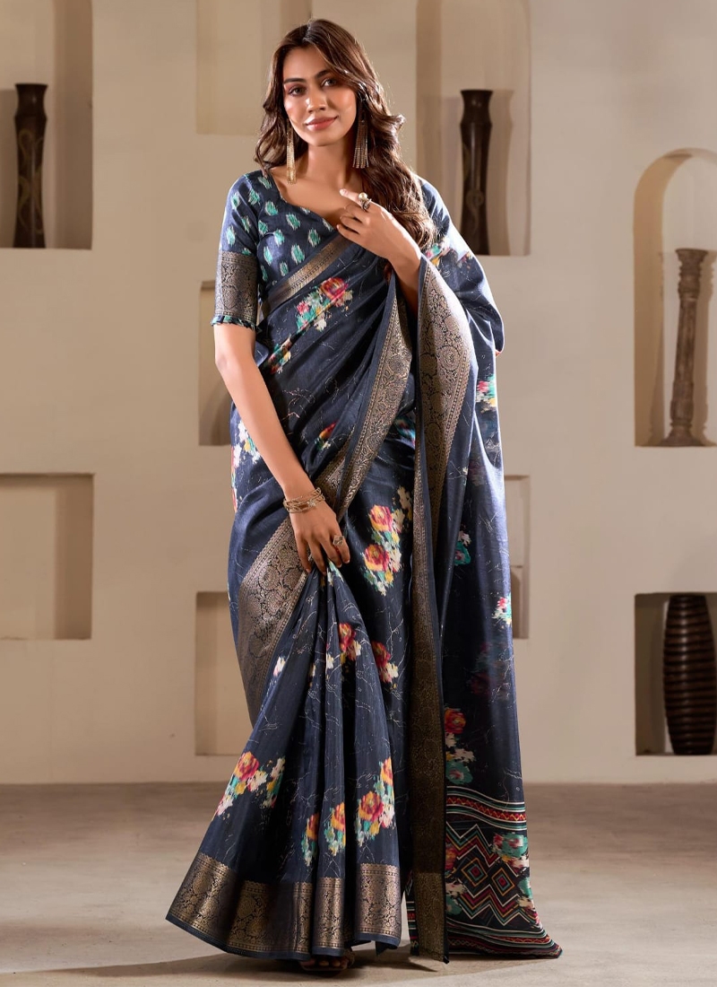 Soft Dola Silk Saree in Blue