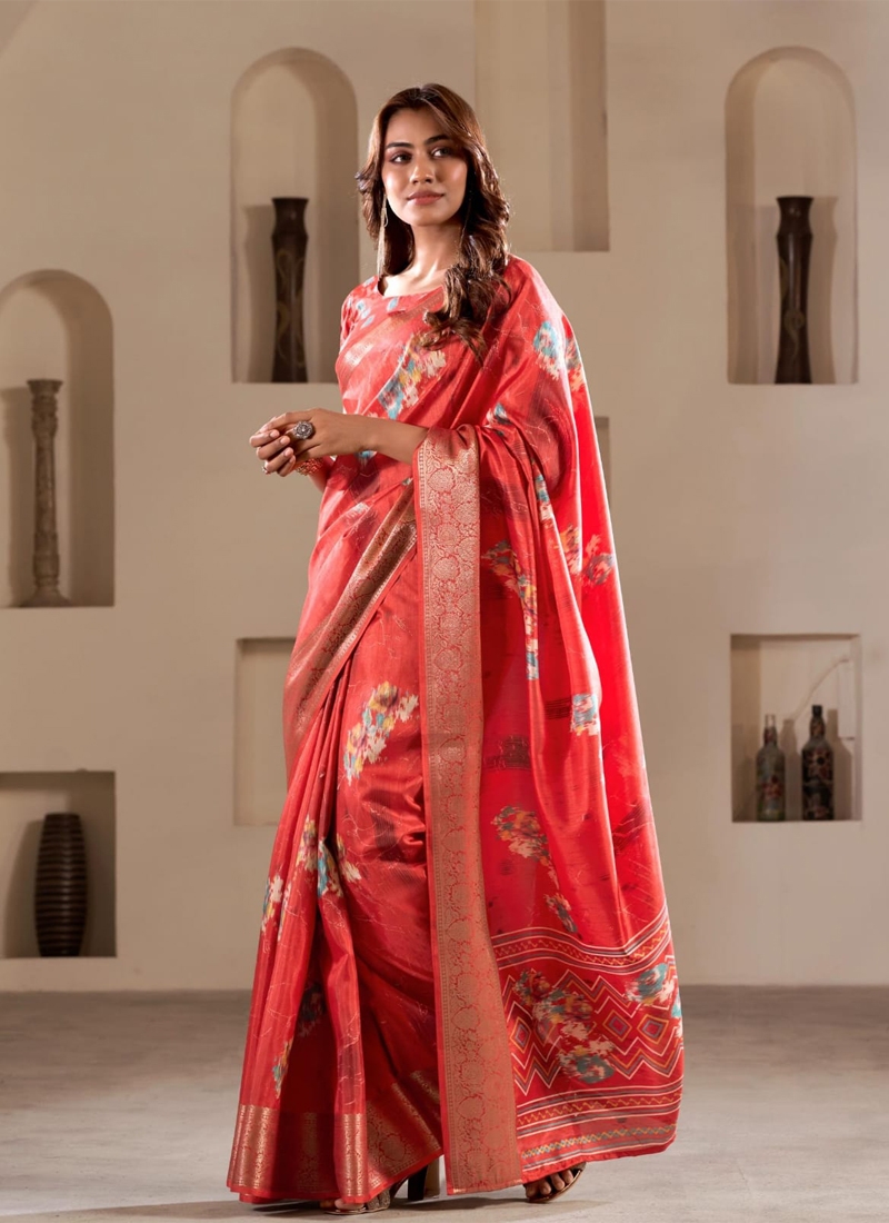 Soft Dola Silk Saree in Red