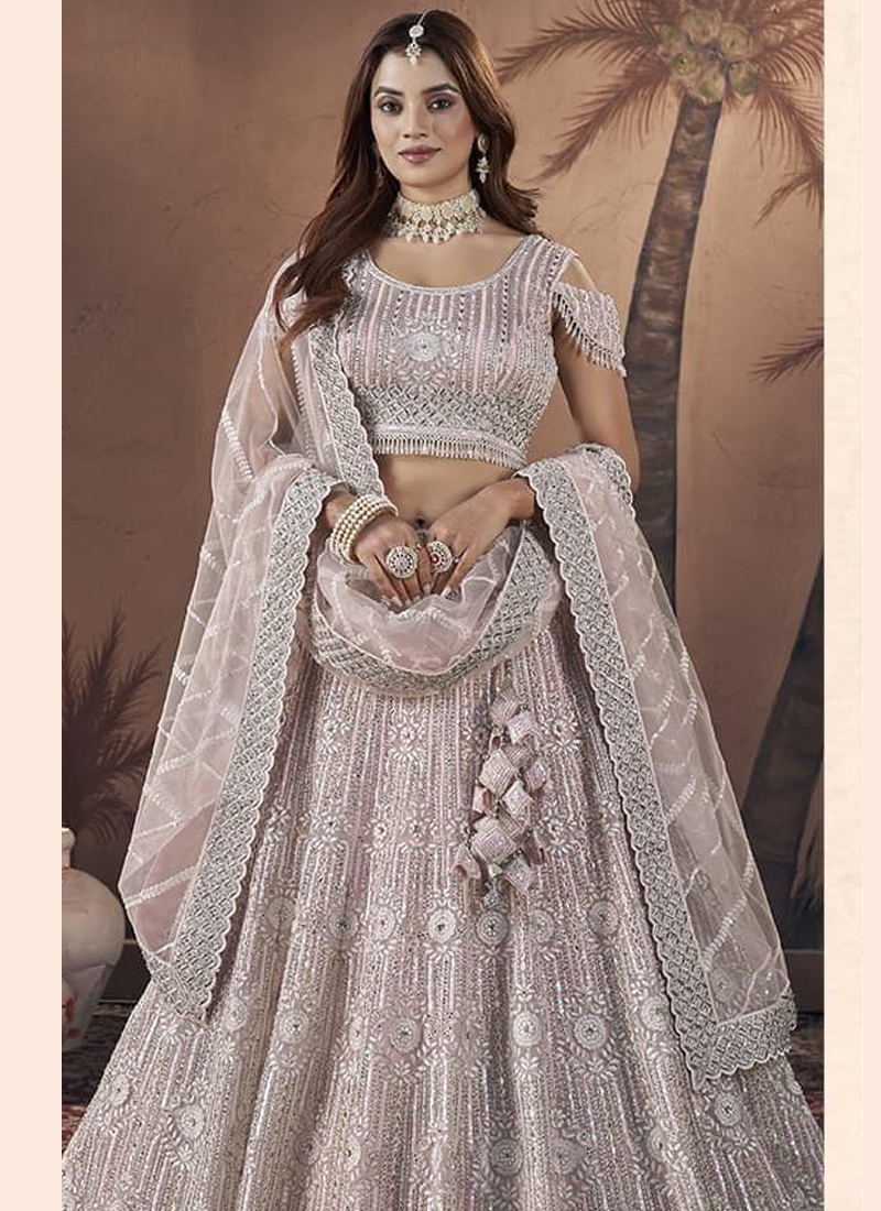 Handwork bridal georgette lehenga in Baby Pink