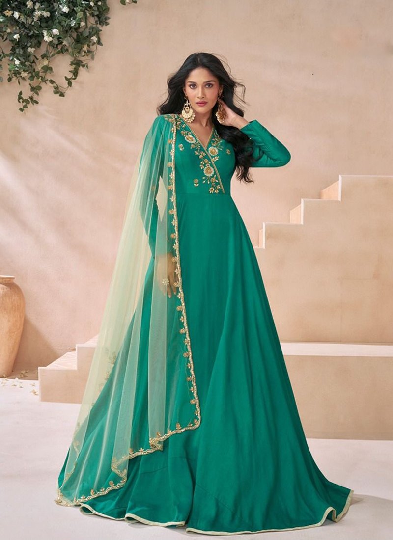 Premium Silk Gown in Green