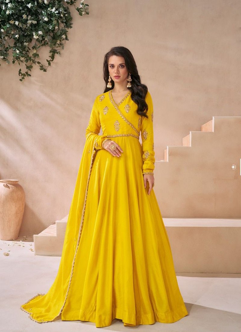 Premium Silk Gown in Yellow