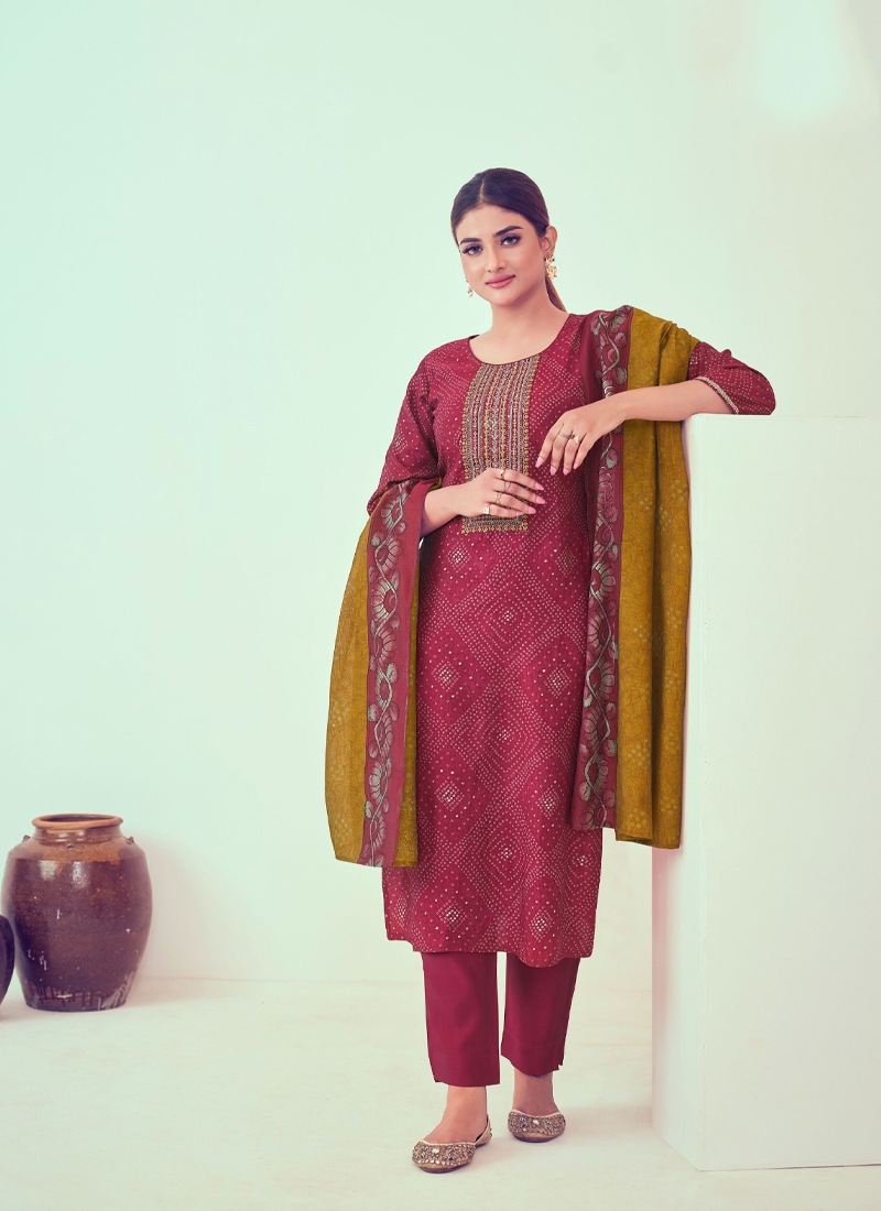 Fancy Modal Silk Readymade 3 Piece Design Suit in