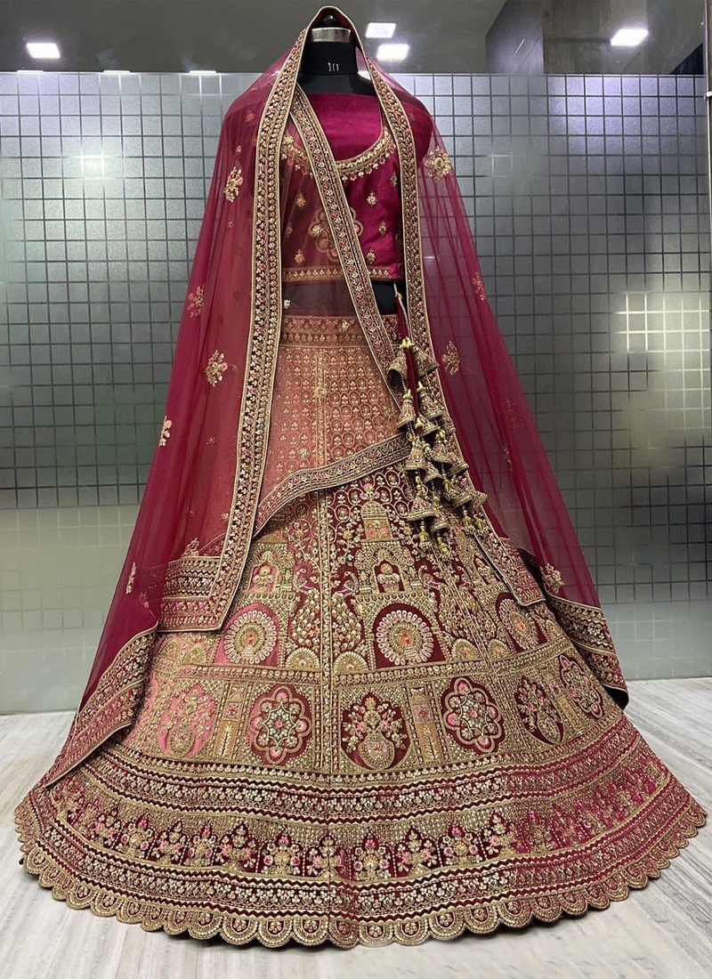 Heavy Velvet lehenga choli for Bridal in Maroon