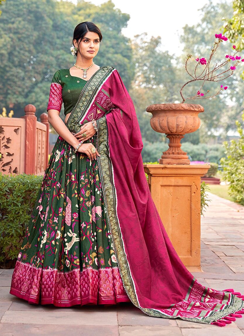 Embroidery wedding lehenga in Green