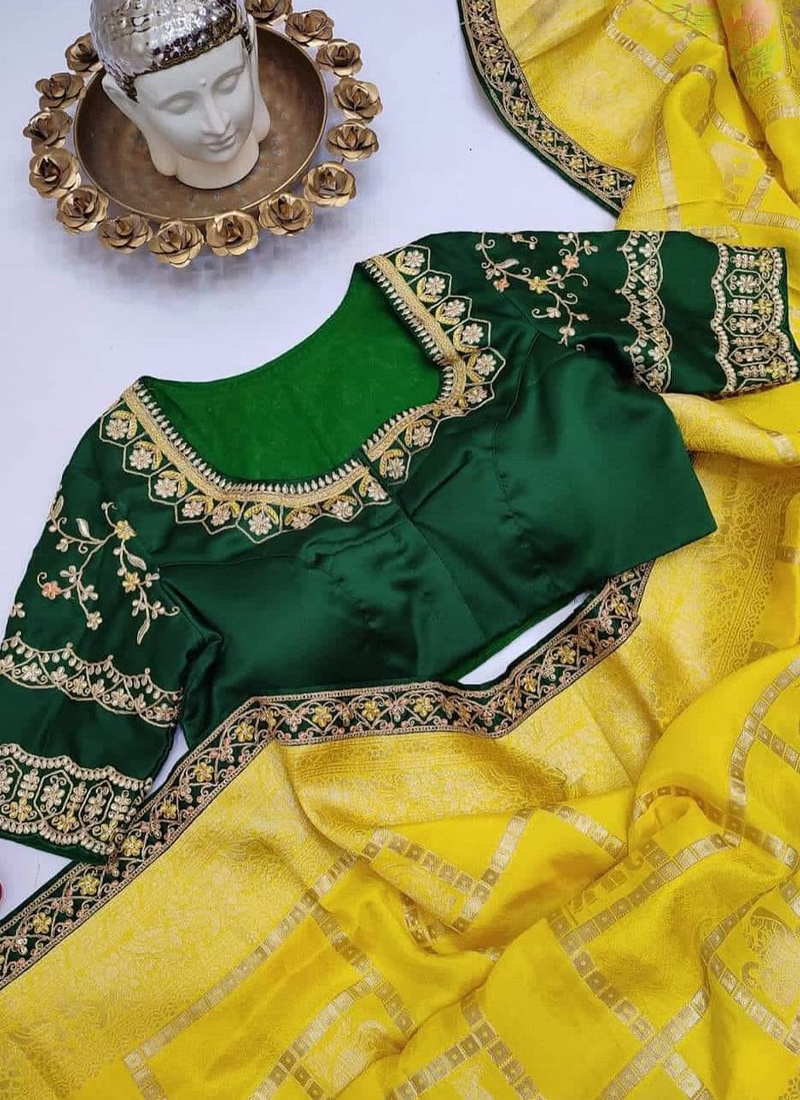 Women's traditional pure silk saree in Yellow