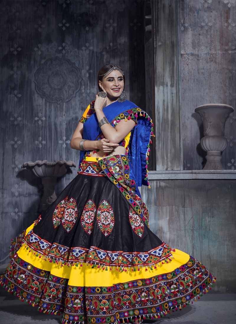 Navratri special lehenga with real mirror work in Yellow