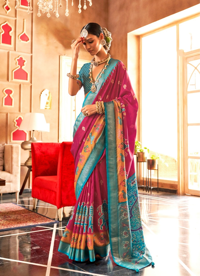 Traditional and designer silk saree in Pink