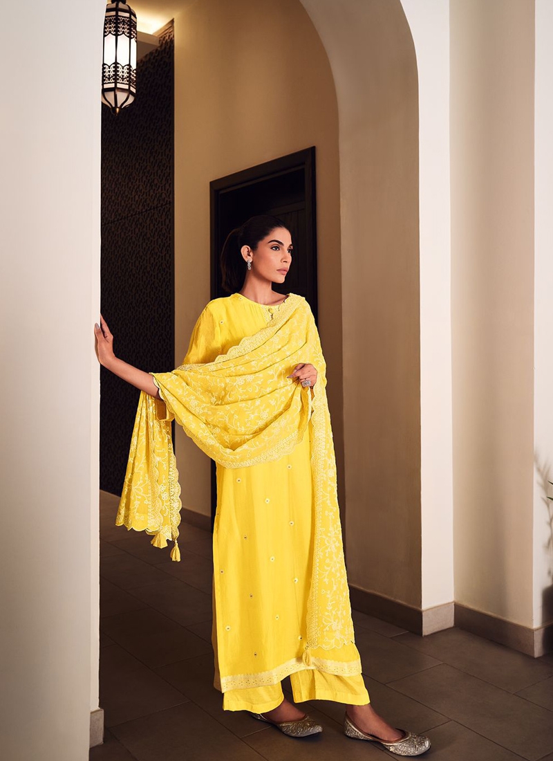 Traditional cotton kurta pant set in yellow