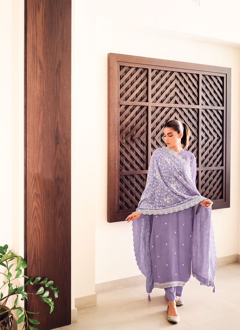 Traditional cotton kurta pant set in light purple