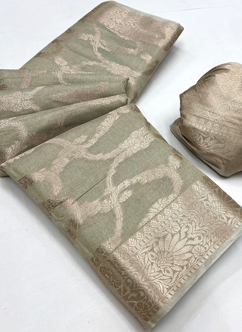 New jacquard pattern saree in pastel green