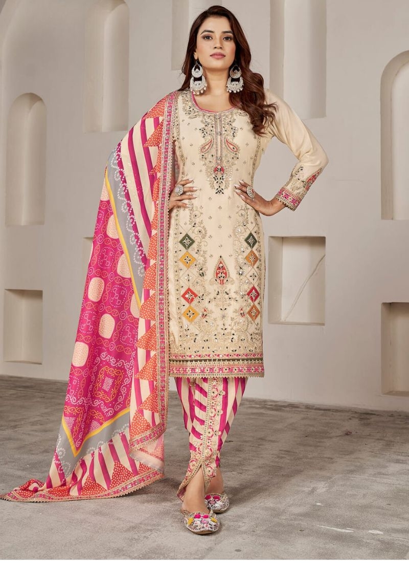 Exquistic punjabi style salwar kurta in beige